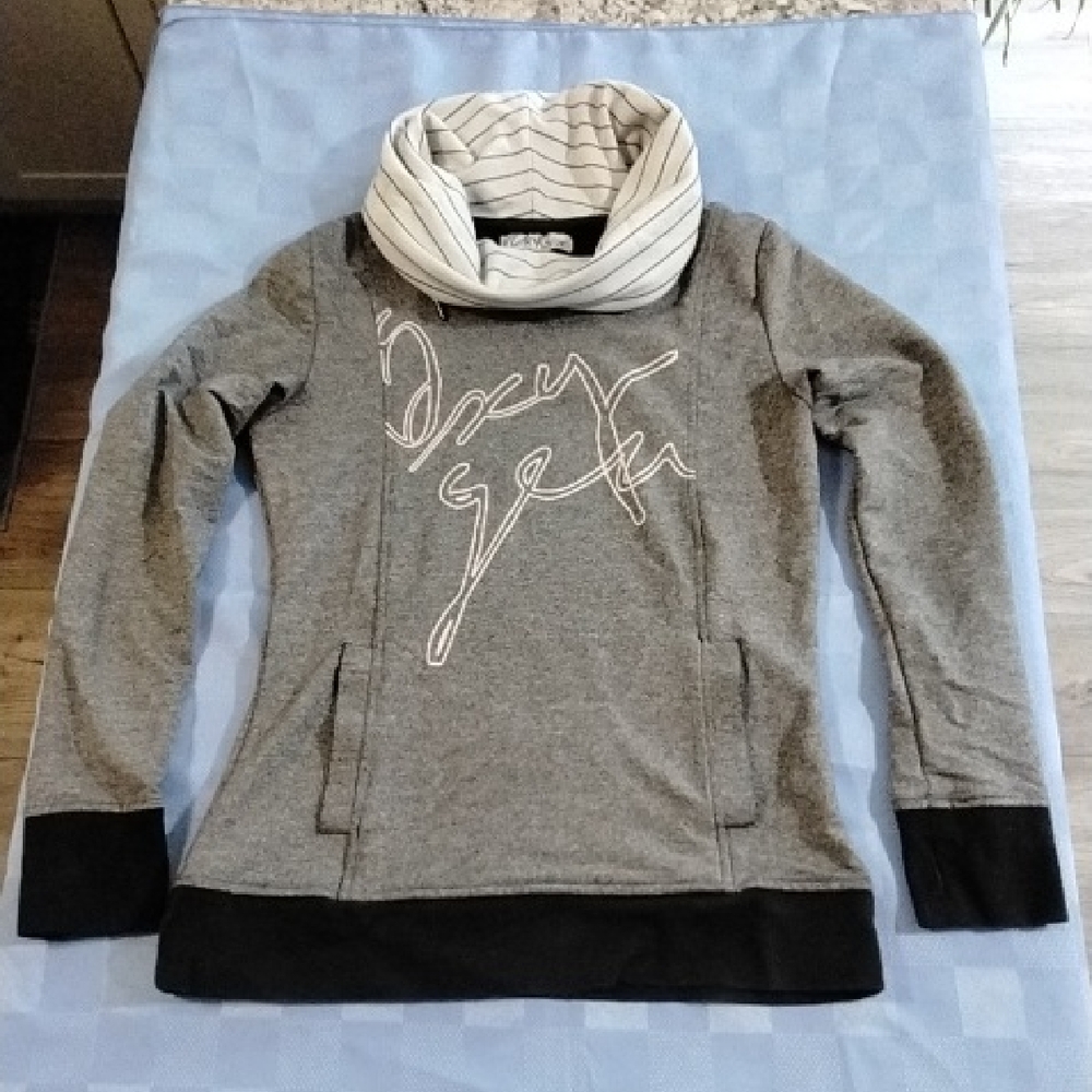 Gray and Black Cowl Neck Sweater